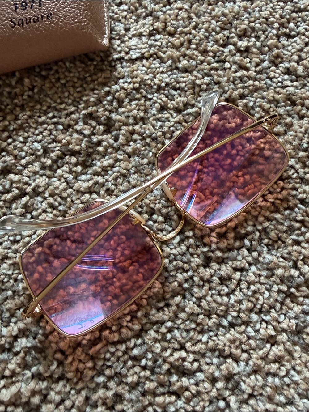 RAY-BAN 1971 Square Pink Lens Gold Frame - Picture 5 of 9